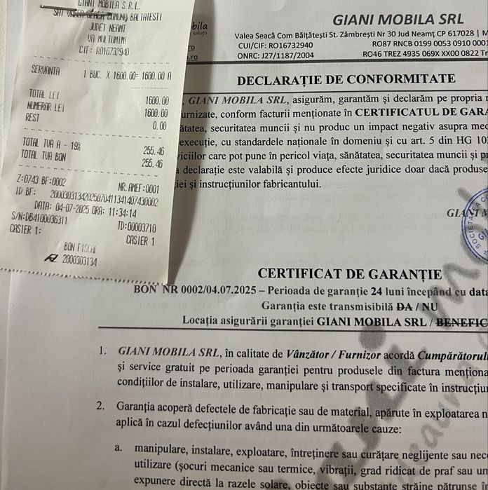 COMODĂ nouă – 1300 RON – cu bon și garanție