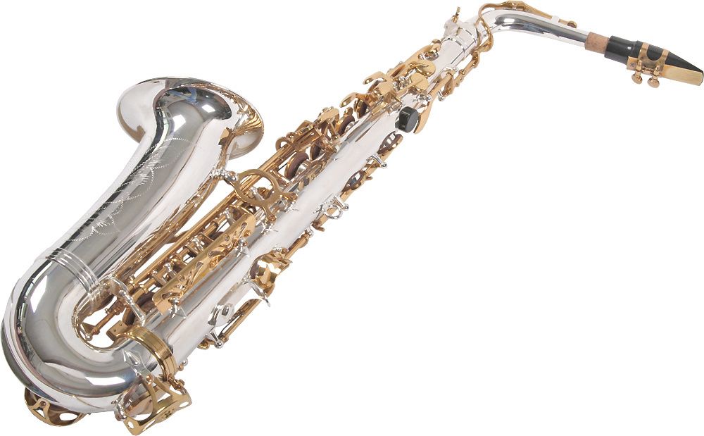 Saxofon Alto Karl Glaser ARGINTIU + AURIU curbat Saxophone Germania