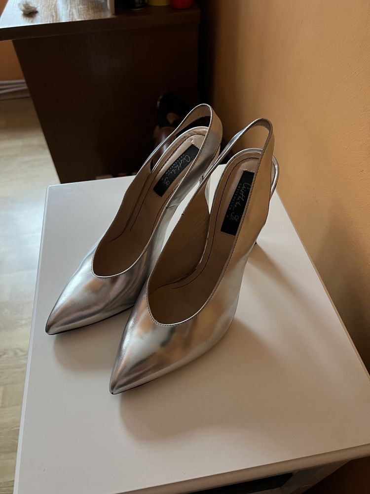Pantofi stiletto Musette argintii