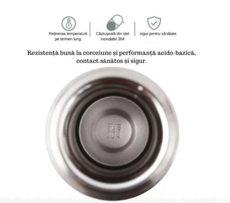 Подаръчен комплект термос с 3 чаши, зелен, розов, сив.