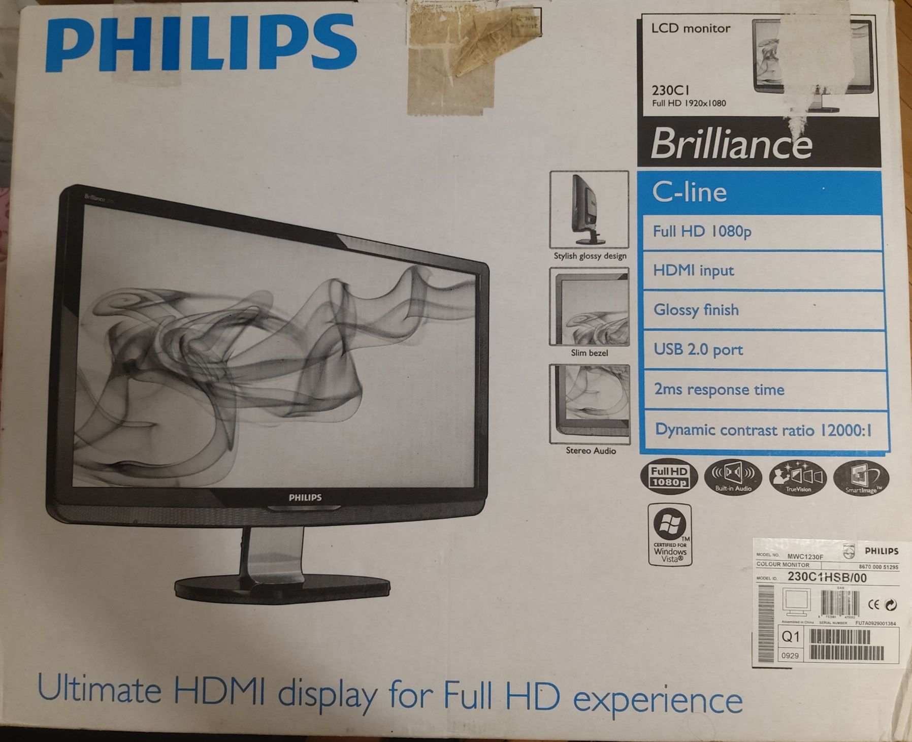 LCD Монитор Philips 23"(58.42 cm) модел 230C1HSB