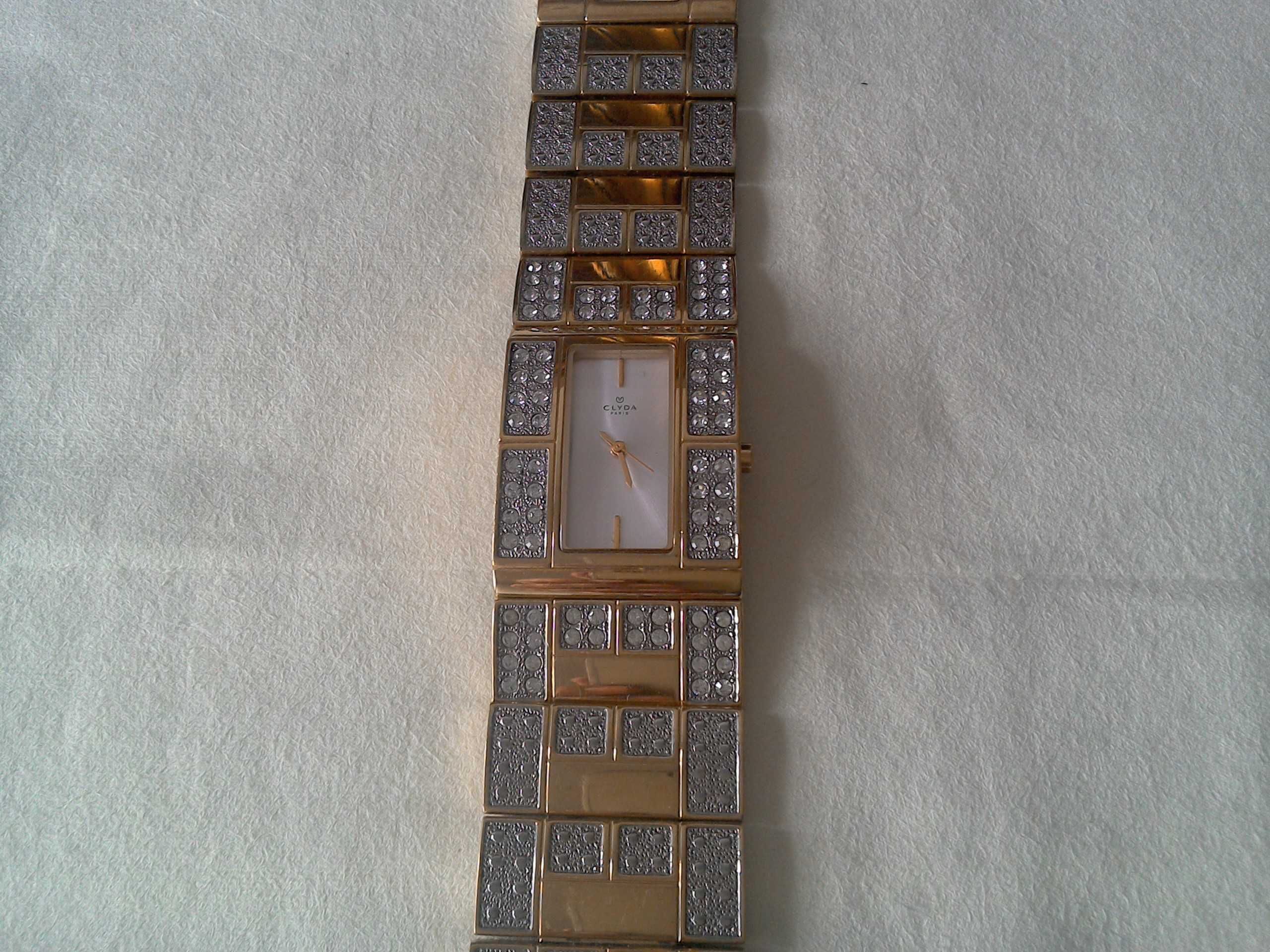 Ceas bijuterie, brățară, placat aur, quartz - Clyda - Paris