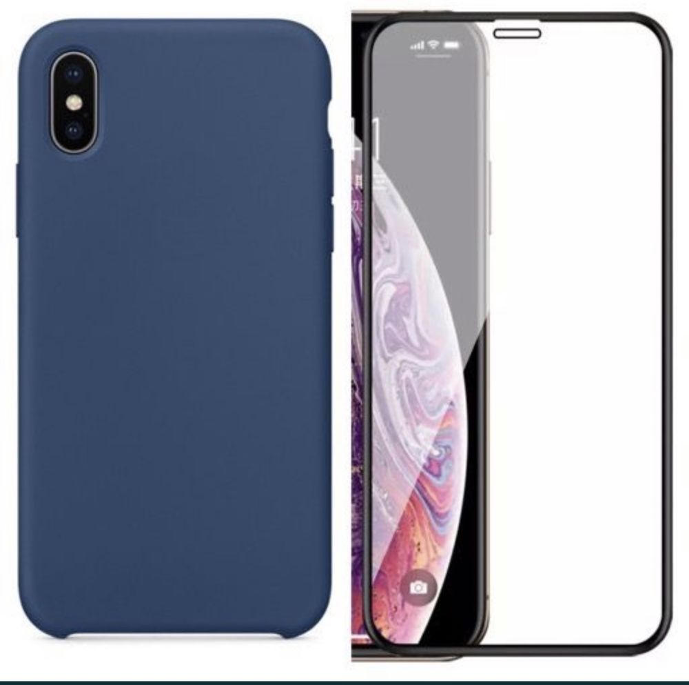 Iphone XR/XS/XS MAX Pachet Husa Silicon Alcantara + Folie Sticla 9D