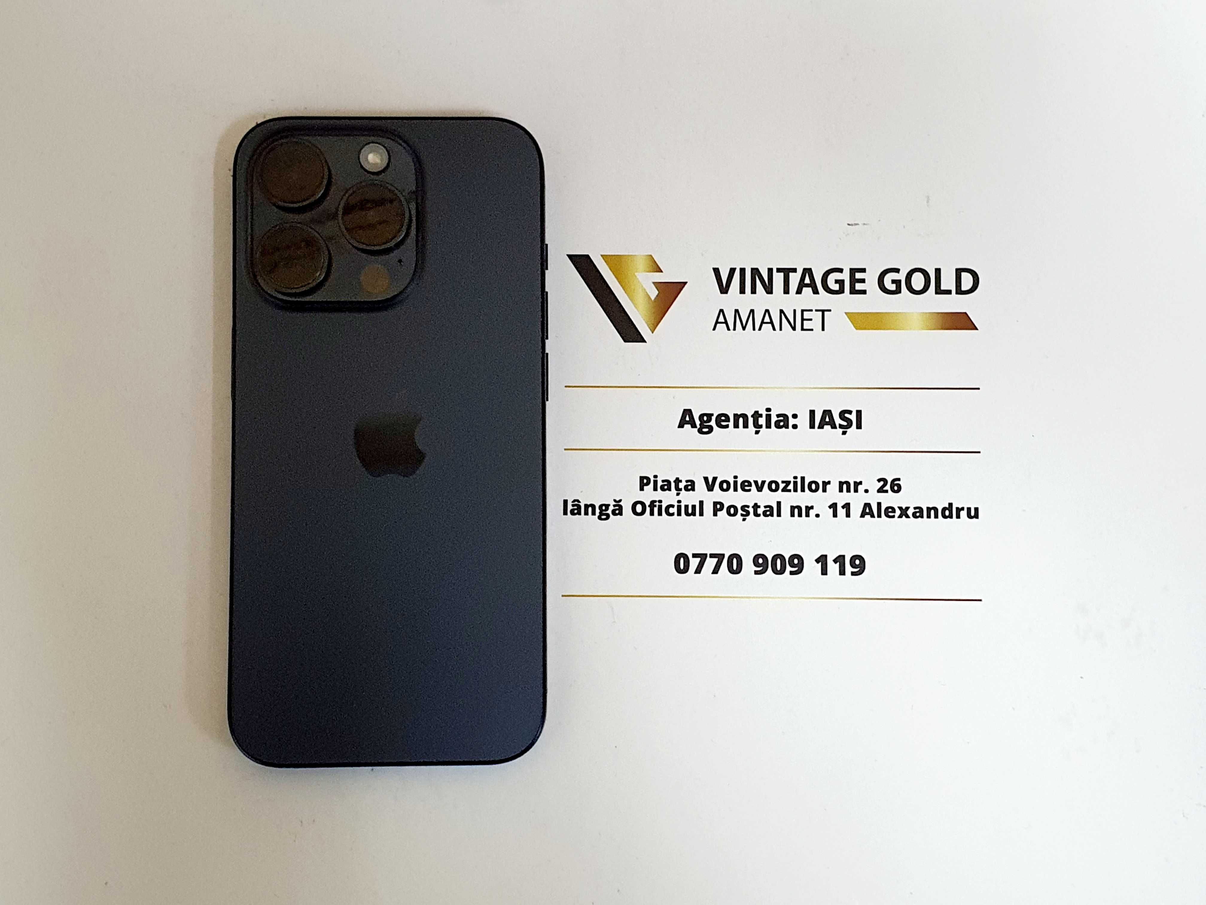 iPhone 15 Pro 5G, Blue, 128GB, bat. 100%, Amanet Vintage Gold Iasi
