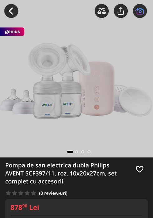 Vând pompă de sân dubla electrică Philips Avent cu cupă 24