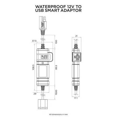 Quad Lock 360 -USB зарядно, Водоустойчив 12V