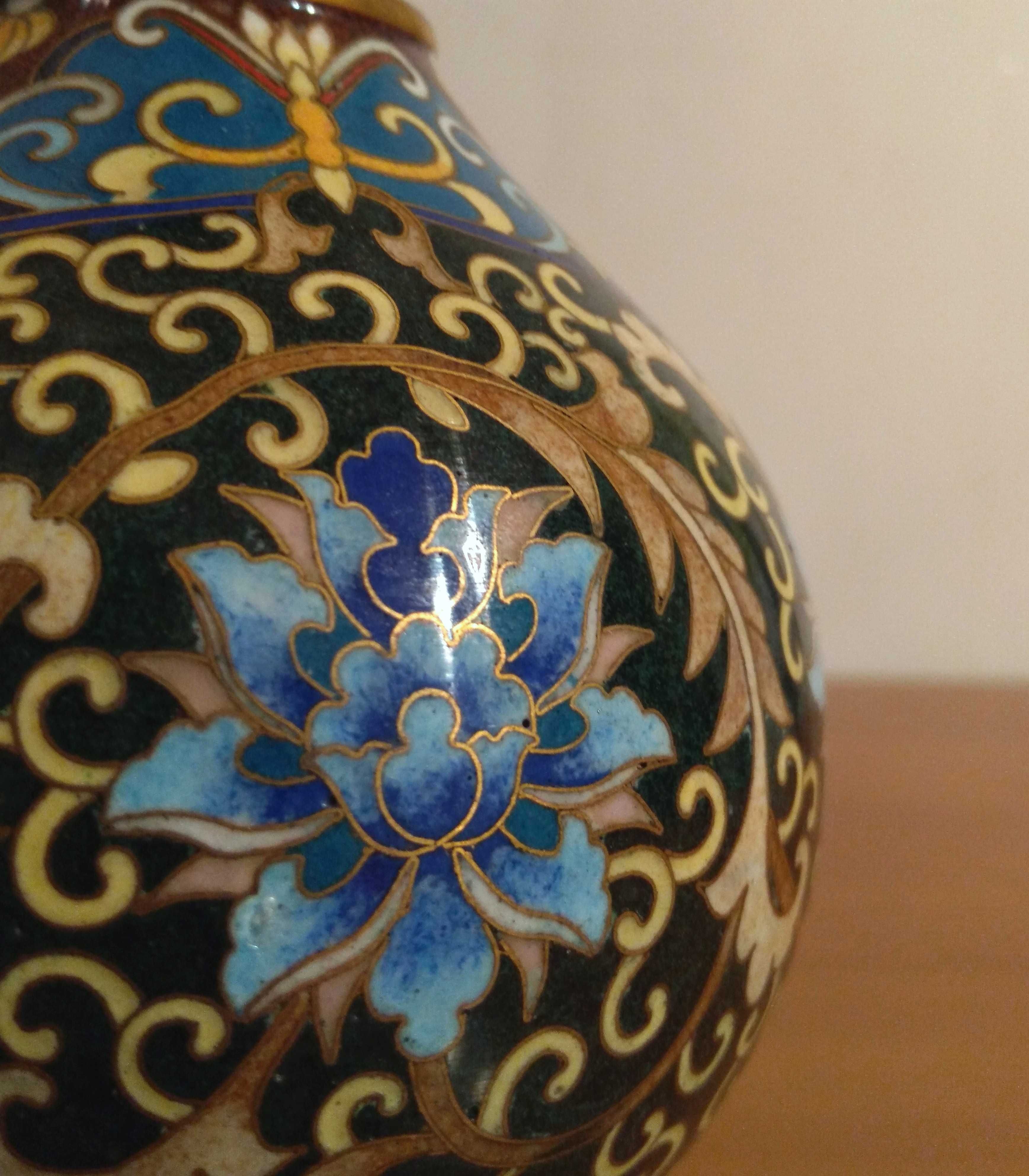 Vas asiatic Cloisonné Soliflor |Flori de lotus feng shui| vechi si rar