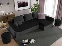 Coltar Cali gri antracit/negru extensibil cu lada
