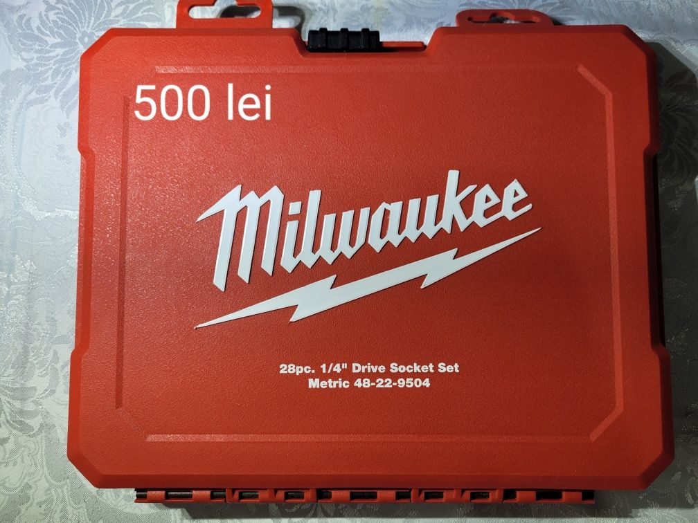 Set antrenor cu clichet + capete tubulare Milwaukee 28 pc, 1/4"