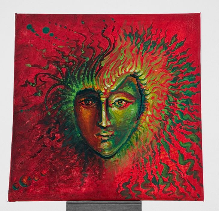 Tablou original – „Portret Solar” | Acrilic pe pânză | 40×40 cm