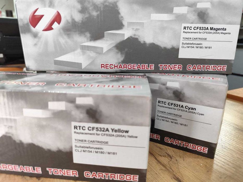 Цветные картриджи RTC CF532A (205A) Y/M/C на HP CLJ M154/M180/M181