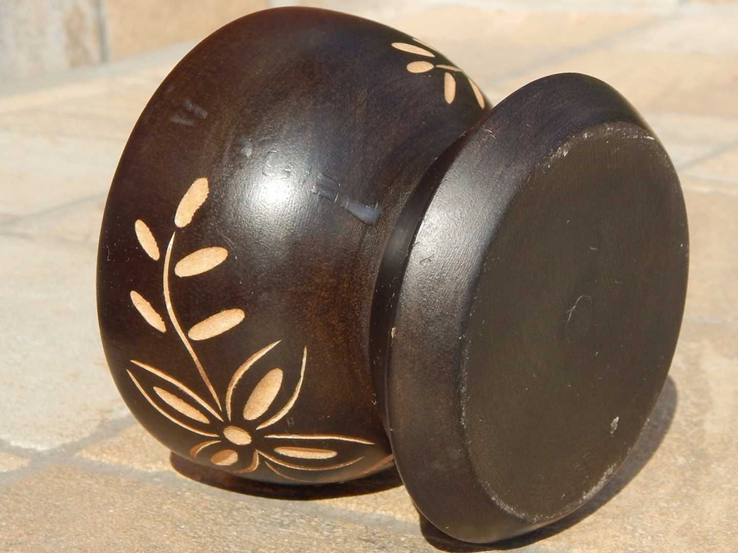 Suport lumanari lemn natural motive africane