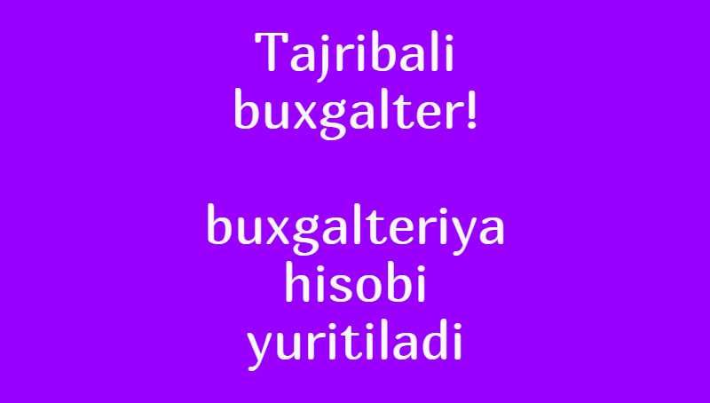 Bosh buxgalter / Yagona buxgalter
