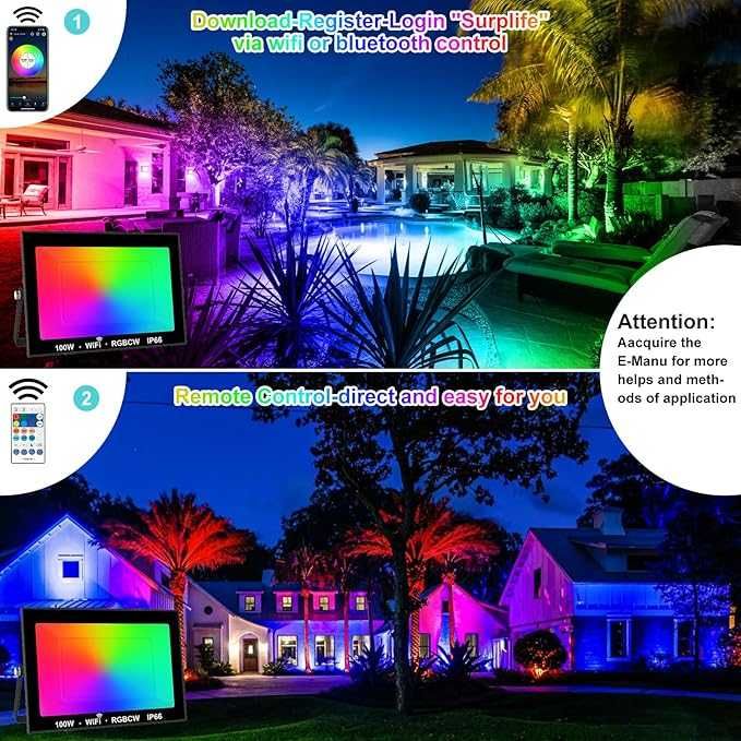 Projector LED RGB Bluetooth,WiFi T-SUNUS în aer liber 100 W
