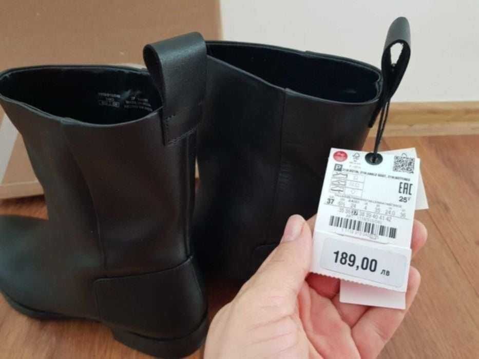 Боти Zara от естествена кожа, номер 37, нови, с етикет