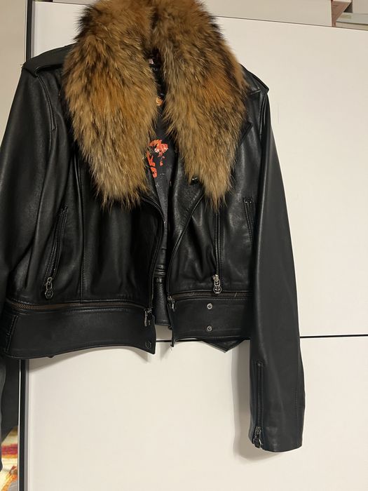 Geaca piele cu blana vulpe bazar turcia