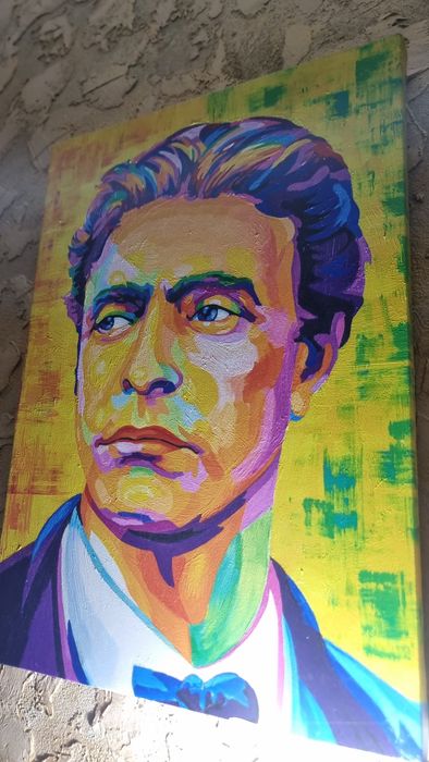 Портрет на Васил Левски нарисуван ръчно на платно