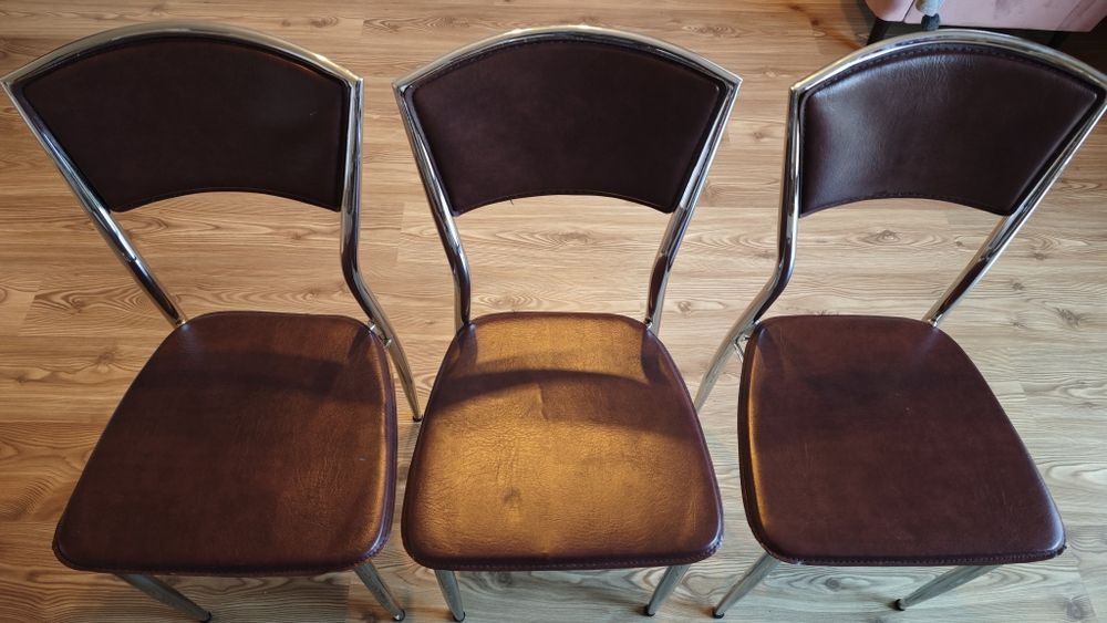 Scaune bucătarie cadru metalic maro