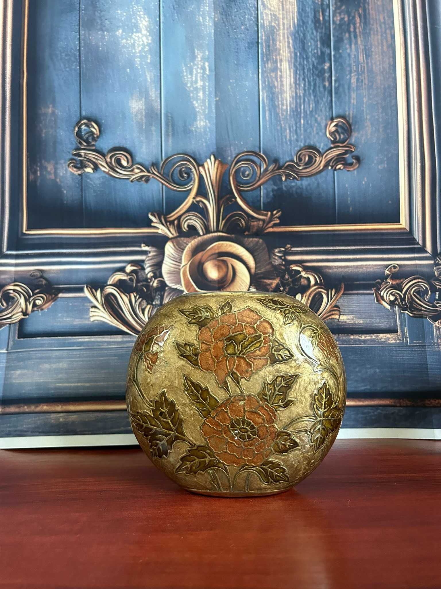 DN701 vaza cloisonne alama 740g 14cm h si ~15 cm latime superba