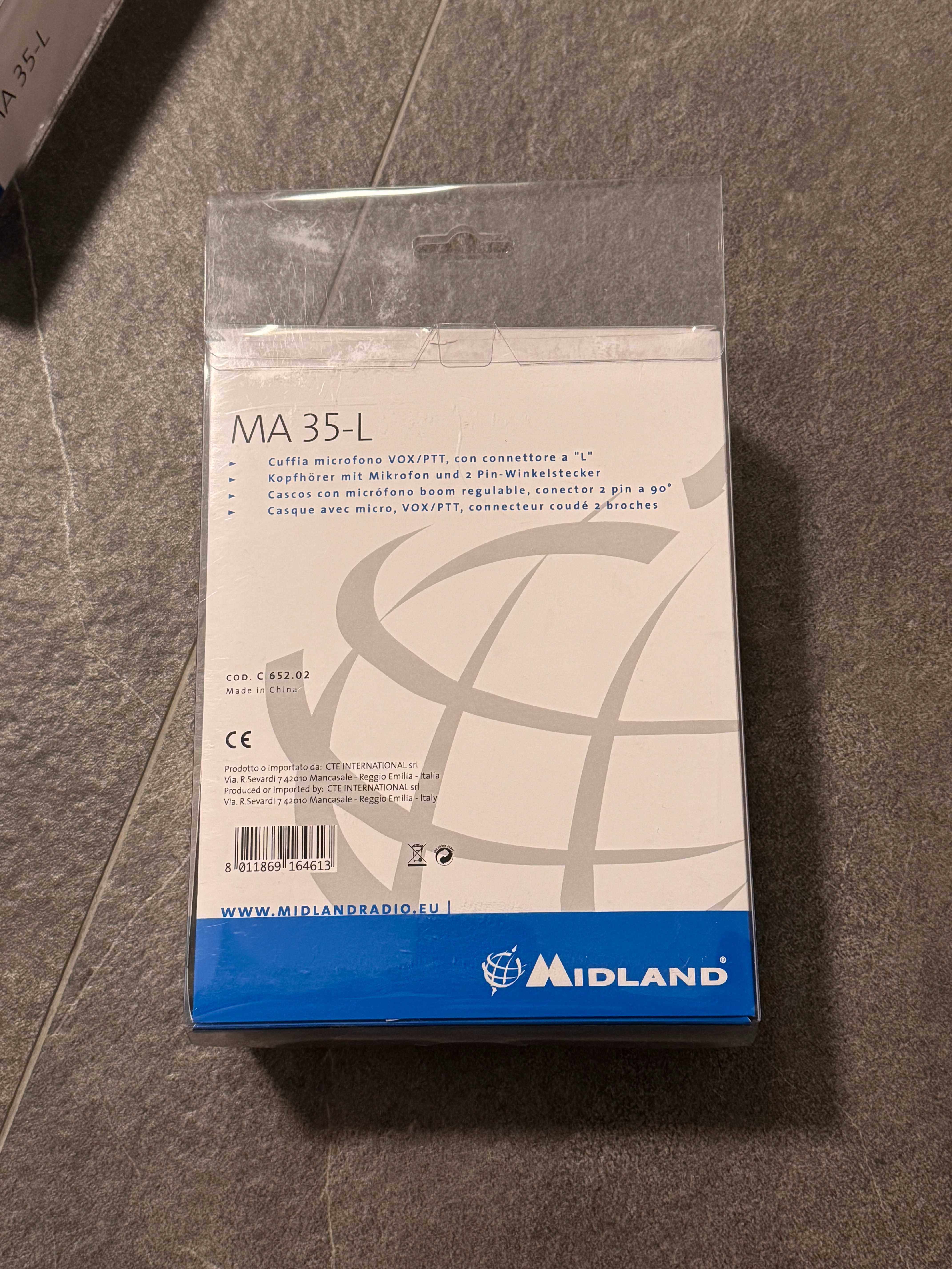 Cască headset stație CB Midland MA 35 L | 2 pini | walkie talkie PMR