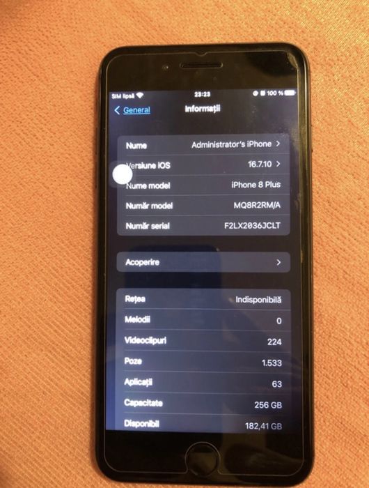 Iphone 8 plus 99%baterie stocare 256GB