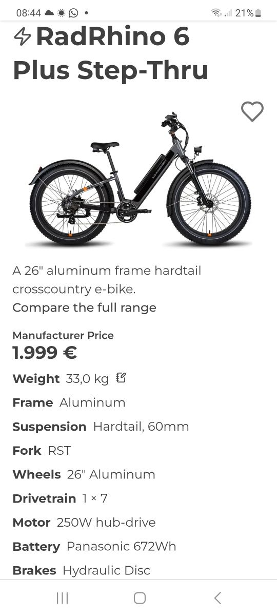 Bicicleta electrica RadRhino 6 Plus
