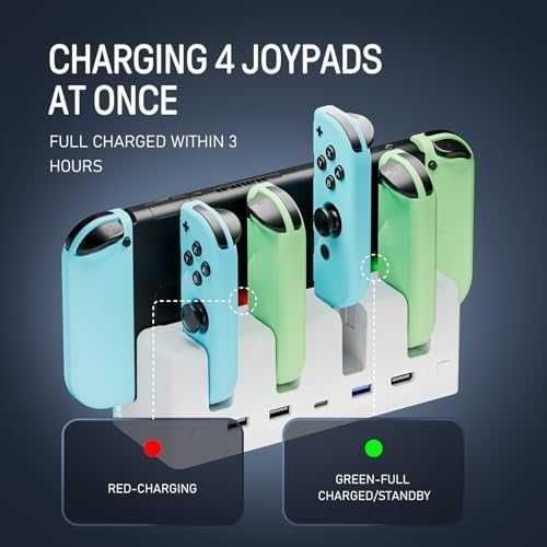 Нова Бърза Switch TV Dock 4K HDMI Зарядно с 7 LED цвята USB станция