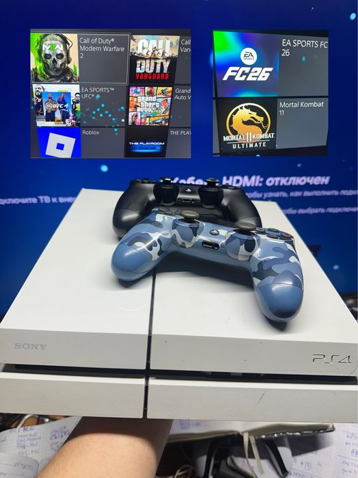 Ps4 -750GB+2 джойстика 7 игр