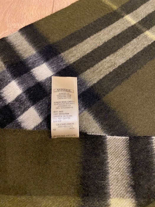 ОРИГИНАЛЕН BURBERRY Pine Green Check кашмирен шал