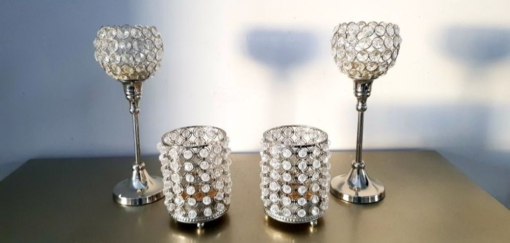 Tavă/pahare  decorative din inox, oglindă și sticlă