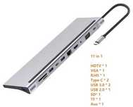 Переходник type-c  HDMI + VGA lan rj 45 usb 3.0 картридер aux