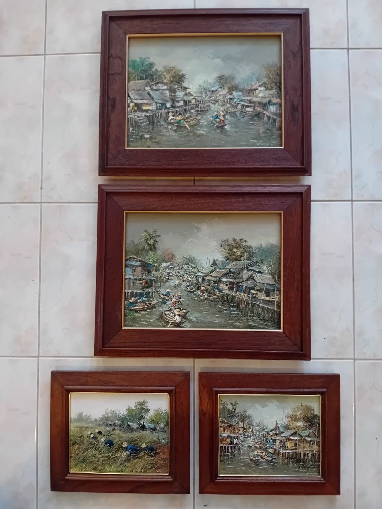 4 tablouri, picturi pe pânză în cutit