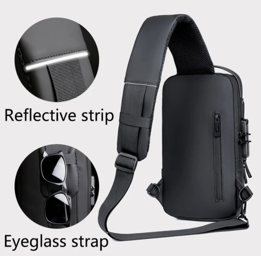 Мъжка чанта непромокаема паласка многофункционална за мотор USB слот