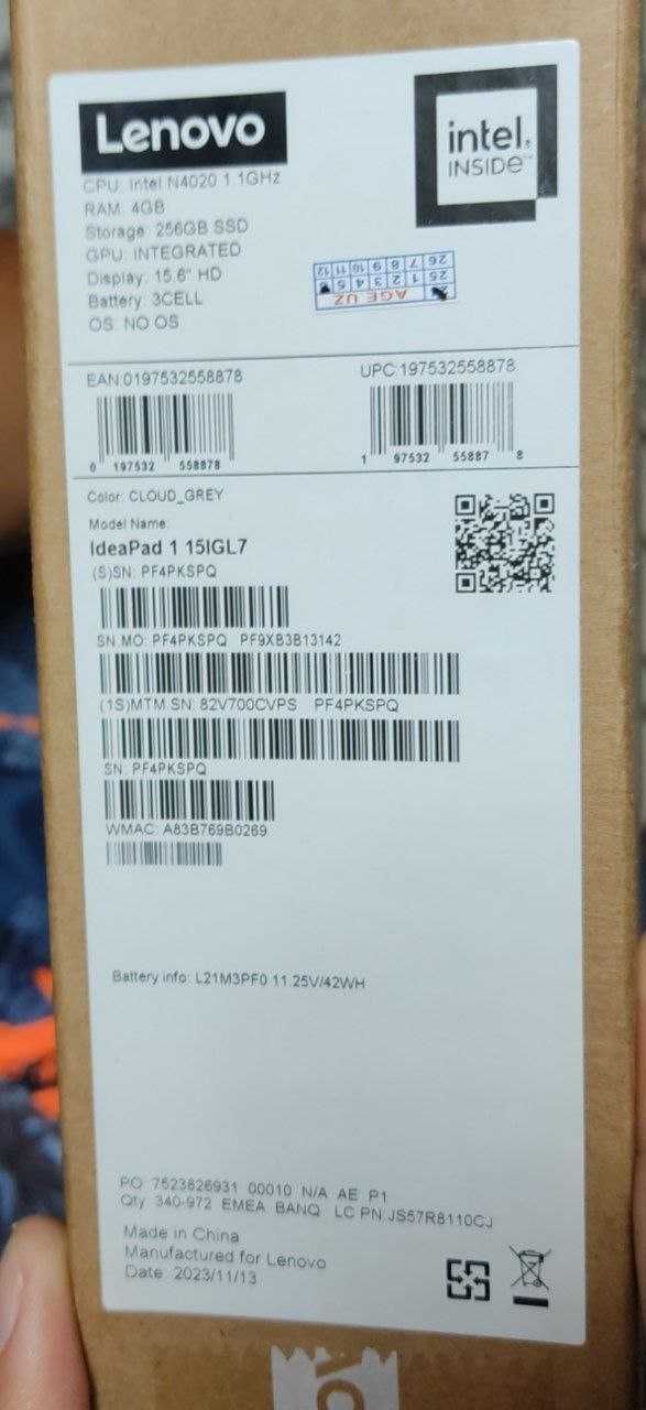 Ноутбук (Notebook Lenovo 15IGL7)