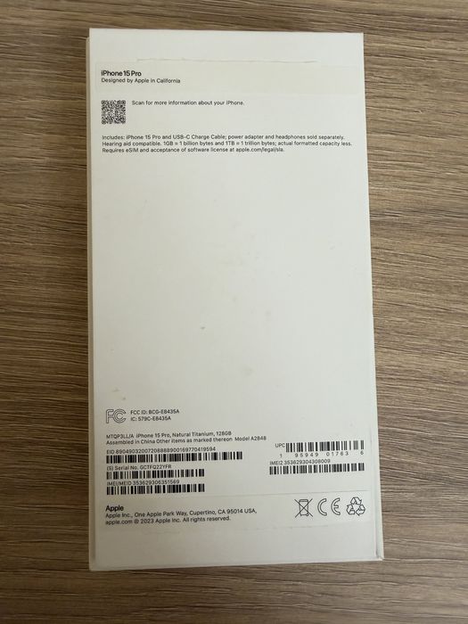 Срочно продается 15 pro 128 gb LL/A состояние идеальное