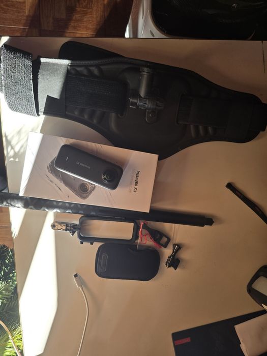 Insta 360x3+card128gb+selfiestick+brau