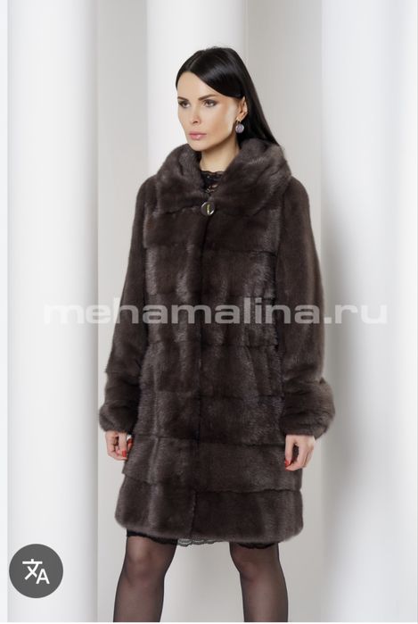 Шуба норковая цвет капучино, разм. 48/50, капюшон, канадская норка,