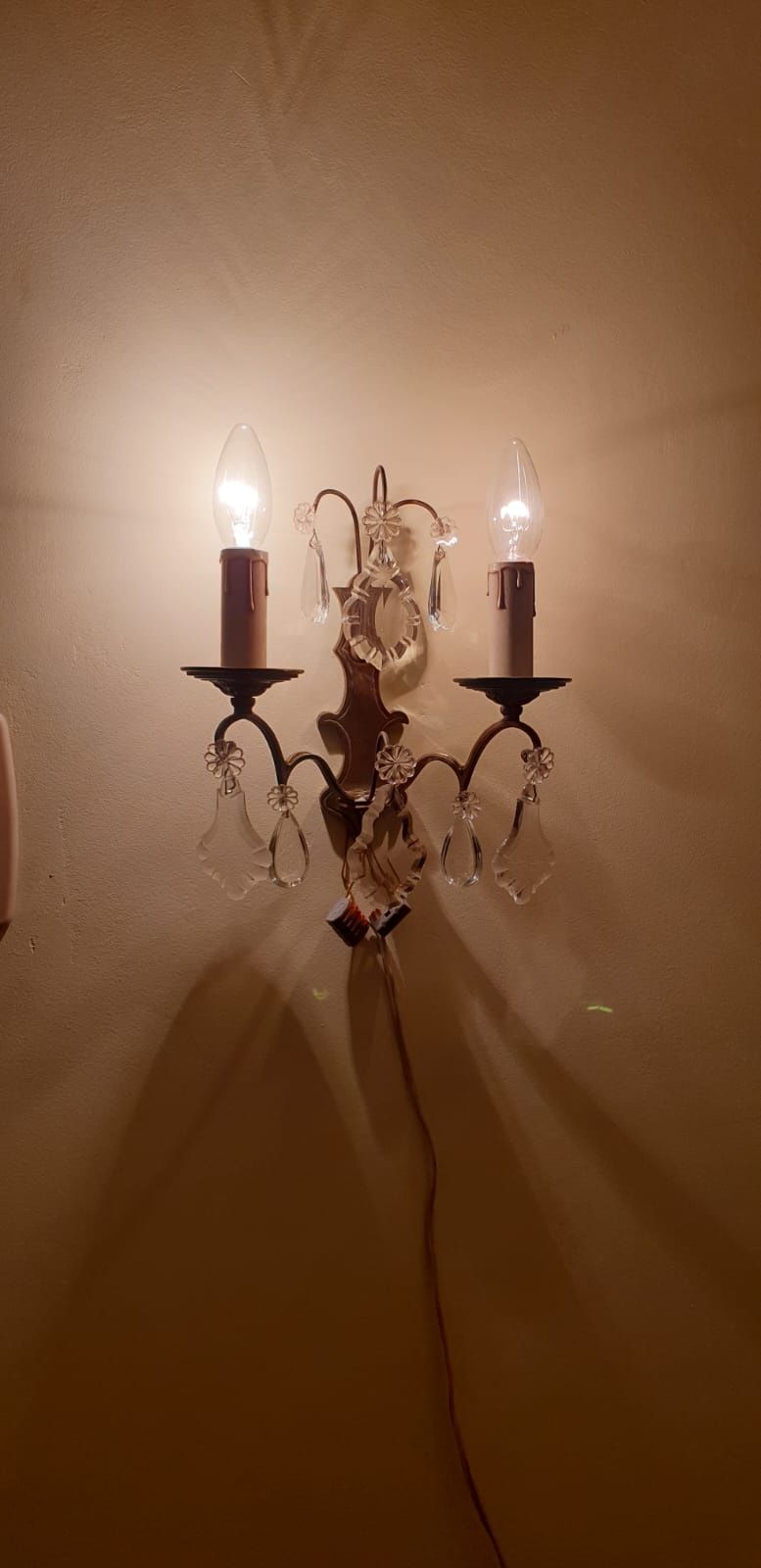 Accesoriu decor înfrumusețare alama bronz cristal Franța 1940 aplica