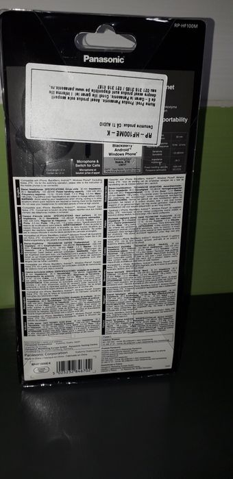 Căști audio cu bandă Panasonic,microfon,negru, RP-HF100ME-K