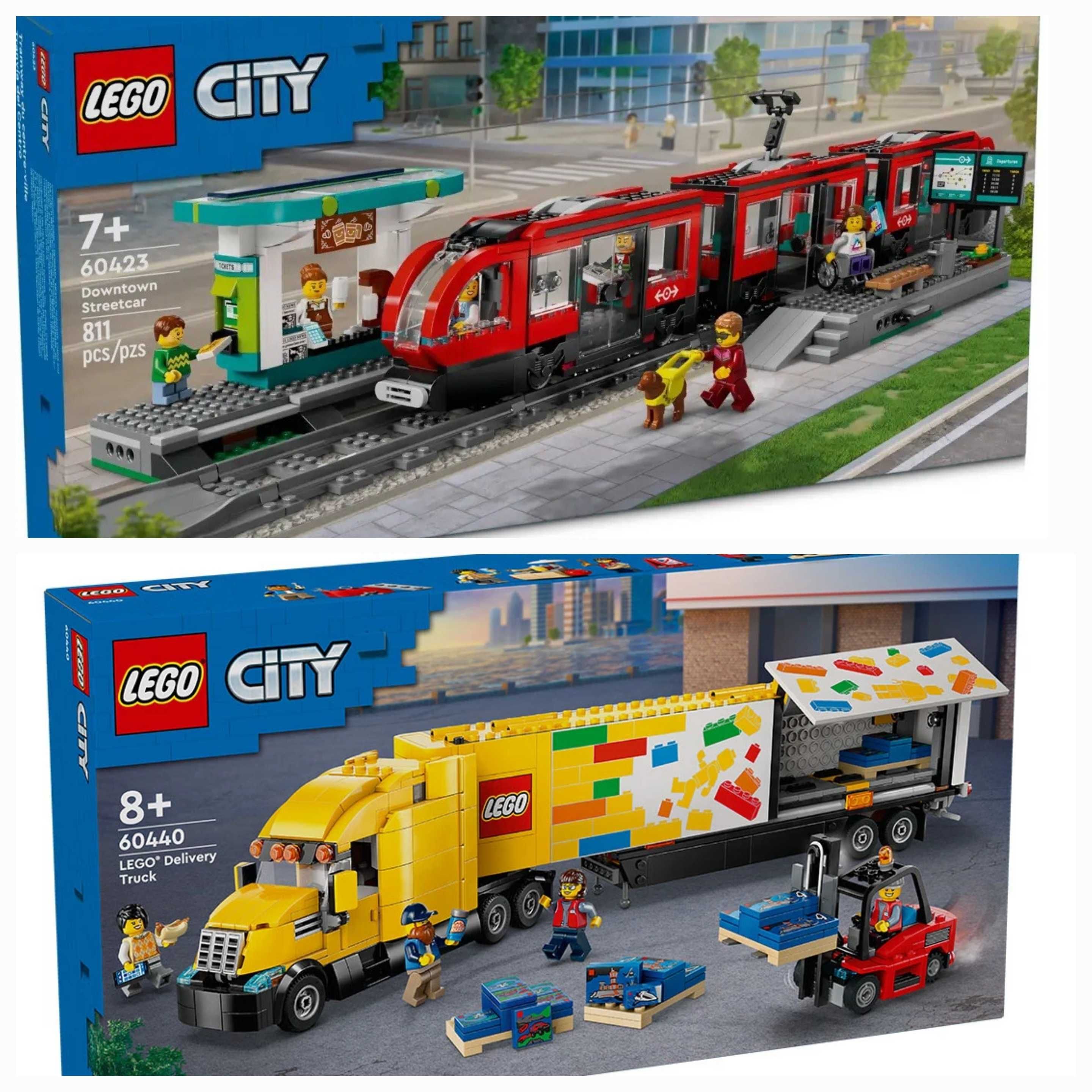 Lego City - Трамвай и гара в града (60423) и Камион за доставки 60440