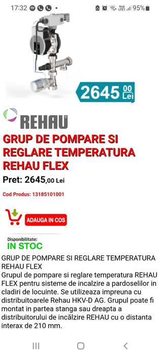 Grup de Amestec si Pompare Rehau Flex - ca Nou.