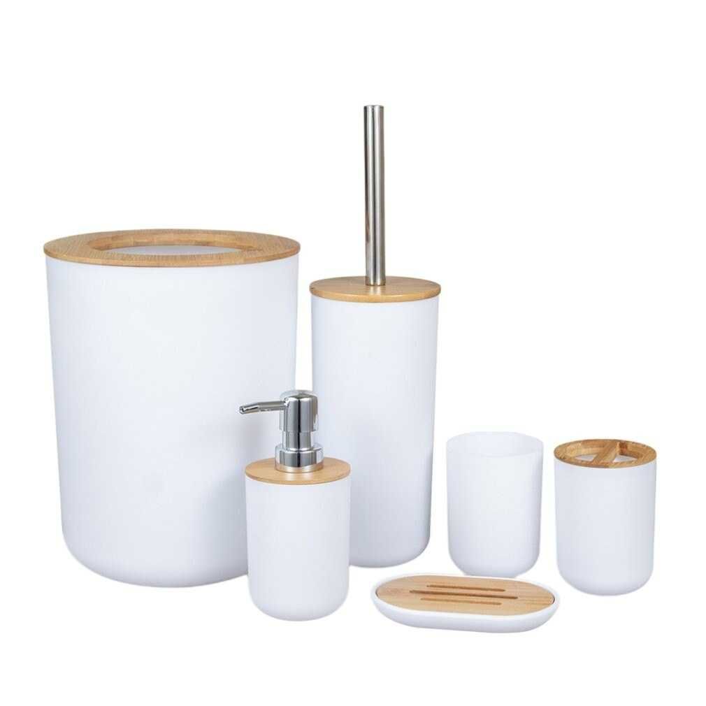 Набор аксессуаров для ванной комнаты из бамбука, набор из 6 предметов