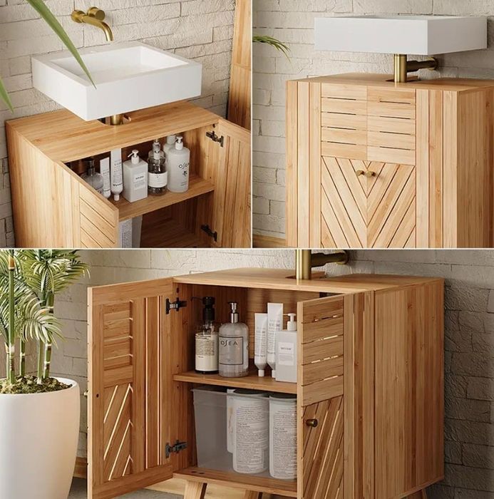 Шкаф за подмивка естествен бамбук Vicco