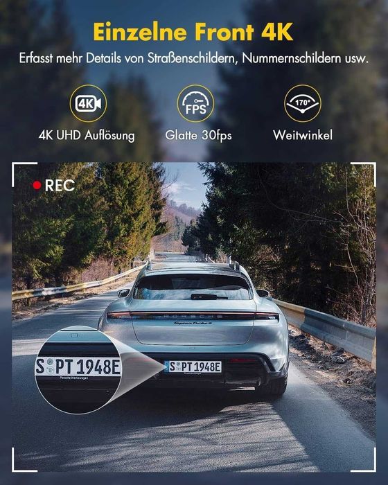 Camera de bord  fata si spate 4 K + 1080 P, 5 GHz WiFi