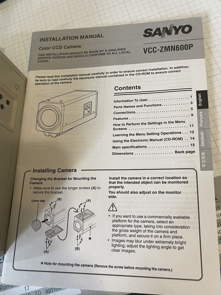 Vand camera SANYO VCC-ZMN600P probleme placa retea
