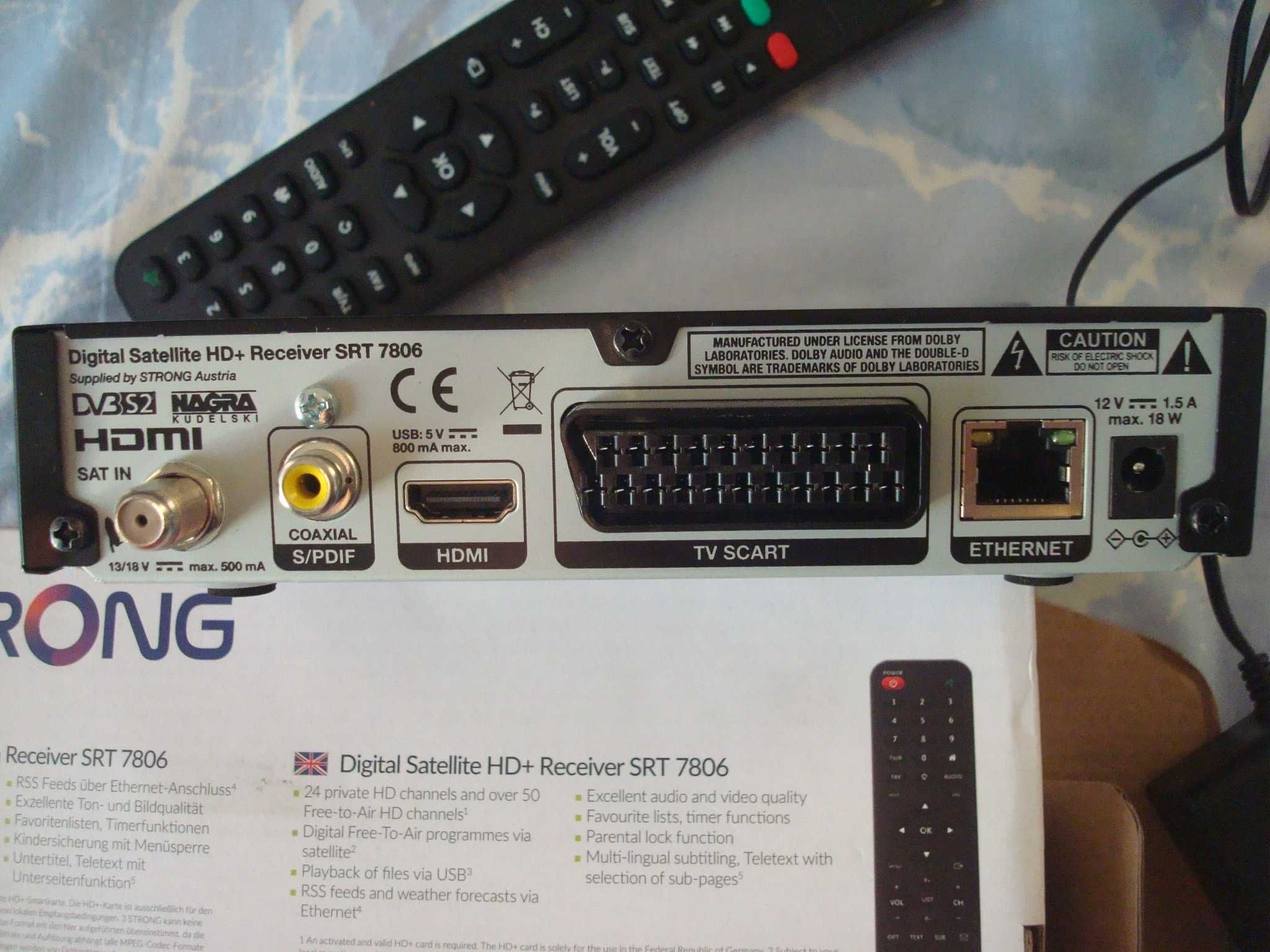 Receptor receiver satelit HD+ Strong SRT7806 HDMI Ethernet NAGRAVISION