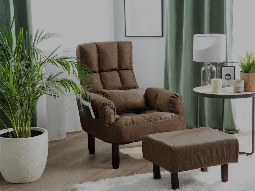 NOU Fotoliu cu taburet "OLAND", maro, recliner