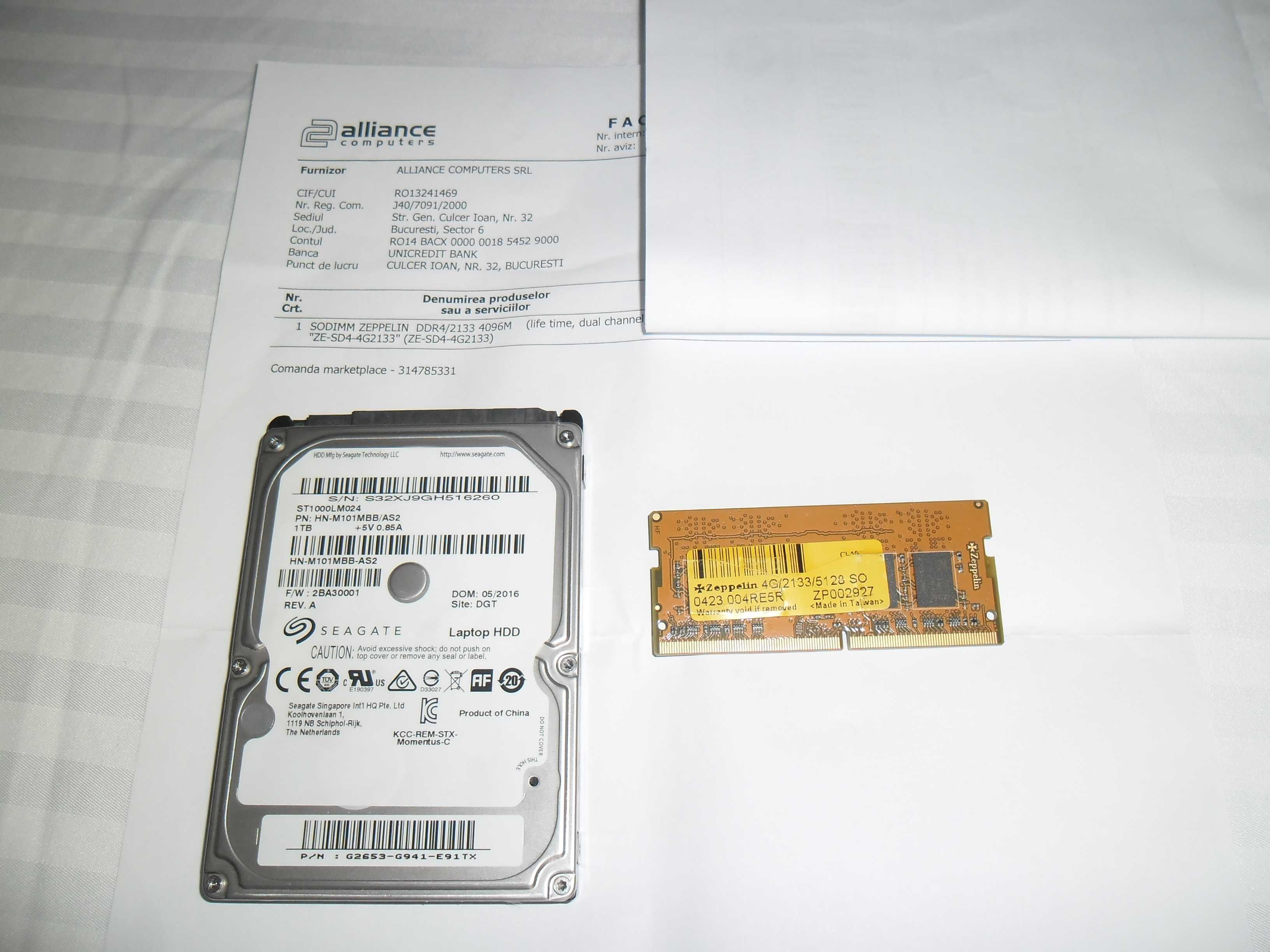 Hard 1T si memorie 4GB DDR4 Laptop
