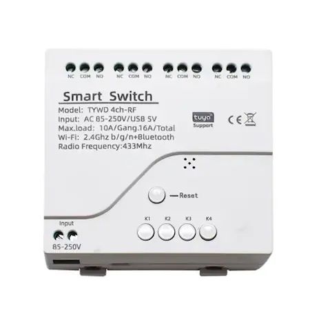 Smart Home 4 канала, WiFi и RF 433MHz контрол, Tuya/SmartLife