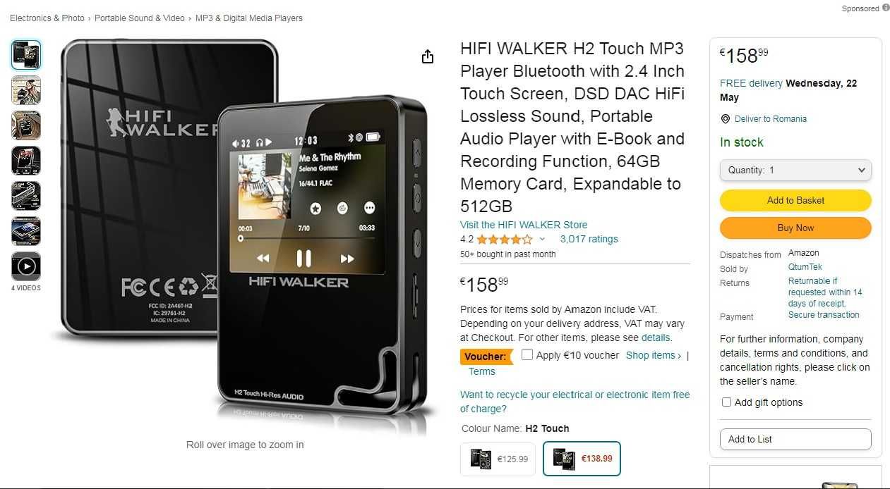 Player Audio Hifi Walker H2 Touch / ESS9219 DAC Chip
